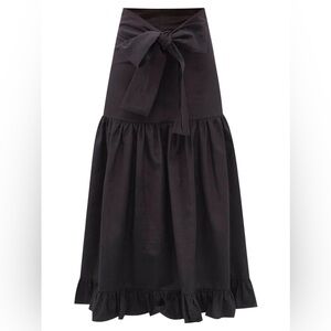 Batsheva Bow-Tie Midi Skirt With Ruffles